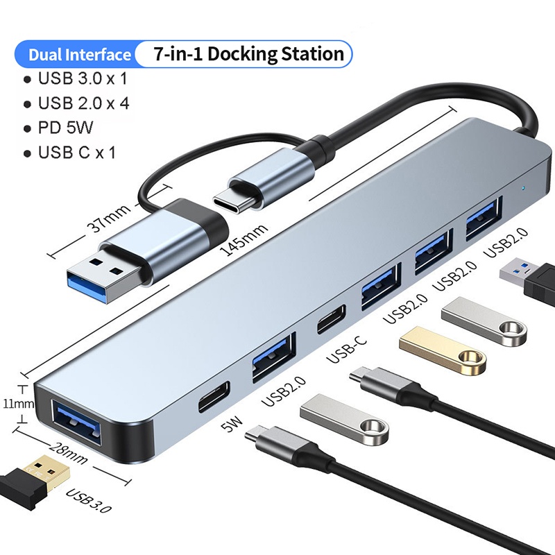 Usb Hub 7 Port - อะแดปเตอร์ฮับ USB C 7 in 1