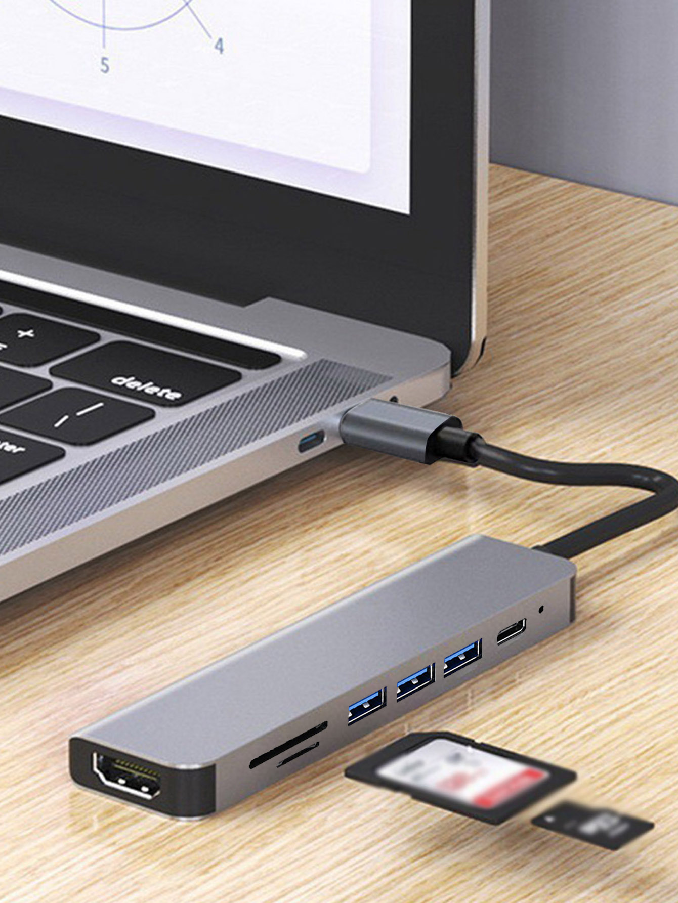 Usb Hub 7 Port - ฮับ USB 7-in-1 แบบข้ามพรมแดน พร้อมพอร์ต Type-C,