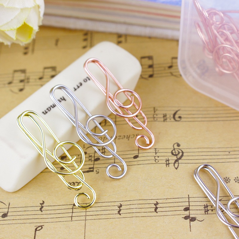 Tech Office Accessories - 10 ชิ้น/กล่องเพลงหมายเหตุรูปกระดาษคลิปตกแต่งตกแต่งที่มีสีสันสําหรับสํานักงานเครื่องเขียนกระดาษคลิปเปียโนอุปกรณ์เสริมคะแนนคลิป