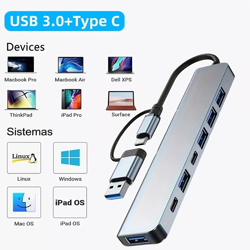 Usb Hub 7 Port - ฮับ USB3.0 2 in 1 7