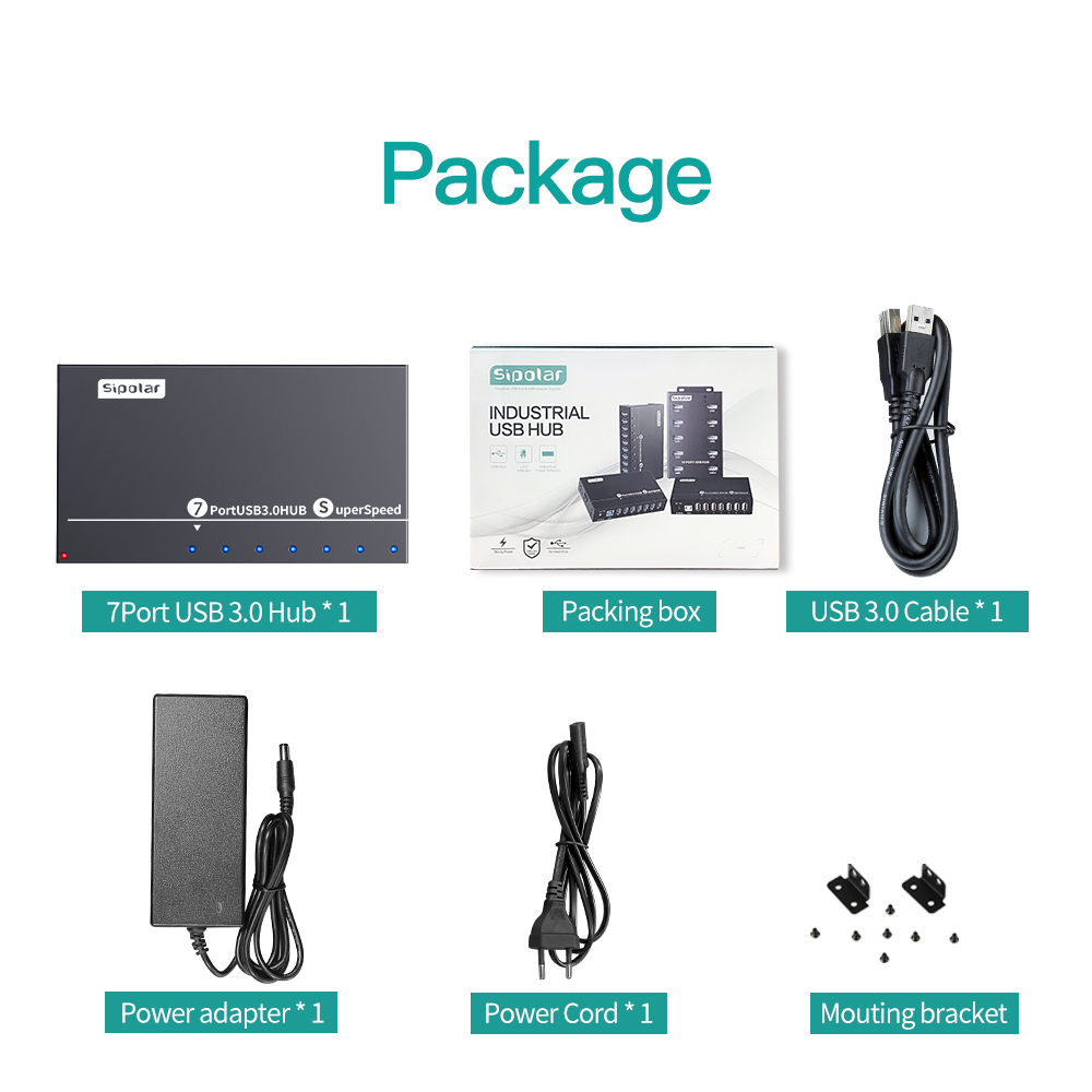 Usb Hub 7 Port - A173 7 พอร์ต USB3.0 ฮับอุตสาหกรรมโลหะ 12V