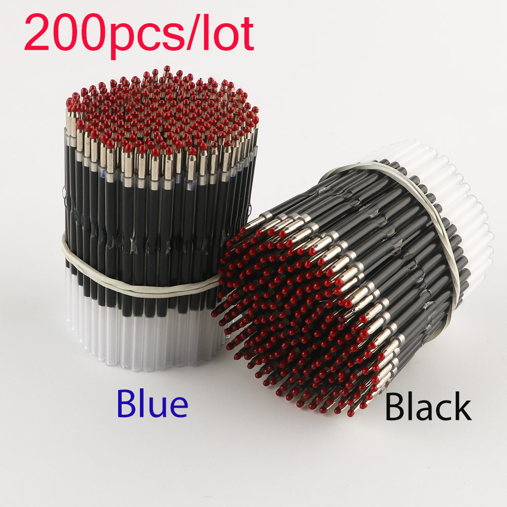 Tech Office Accessories - 200-2000 ชิ้น/ล็อตสีดํา/สีฟ้าหมึกปากกาลูกลื่นสําหรับเขียน 0.5 มม.เติมอุปกรณ์สํานักงานเครื่องเขียนโรงเรียน