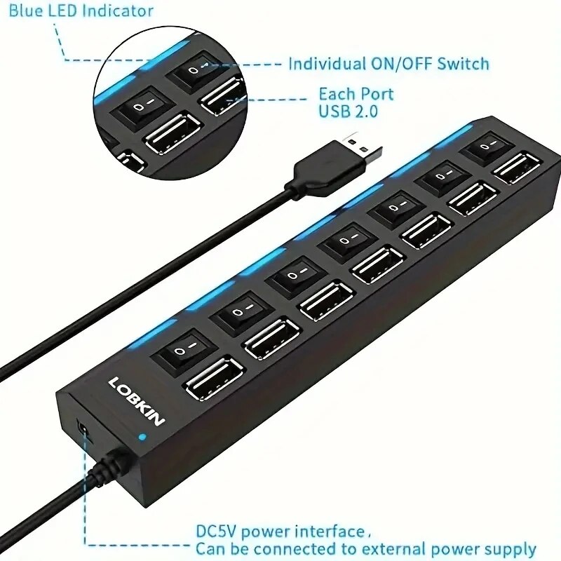 ความเร็วสูง 4/7 พอร์ต USB HUB  - Usb Hub 7 Port บทวิจารณ์และราคา
