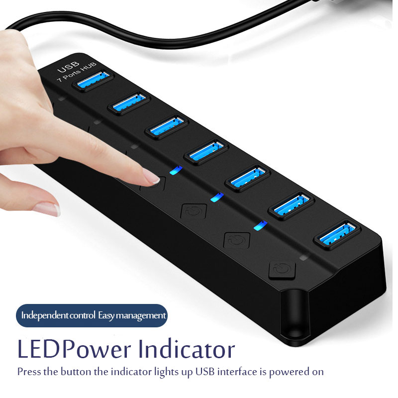 ฮับ USB 3.0 7 in 1 ตัวแยก USB  - Usb Hub 7 Port บทวิจารณ์และราคา