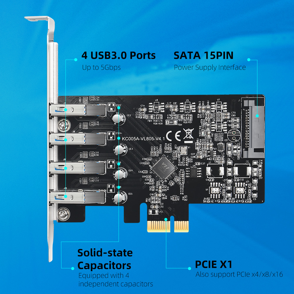 การ์ดขยาย MAIWO USB 3.0 PCI-E  - Usb Hub 7 Port บทวิจารณ์และราคา