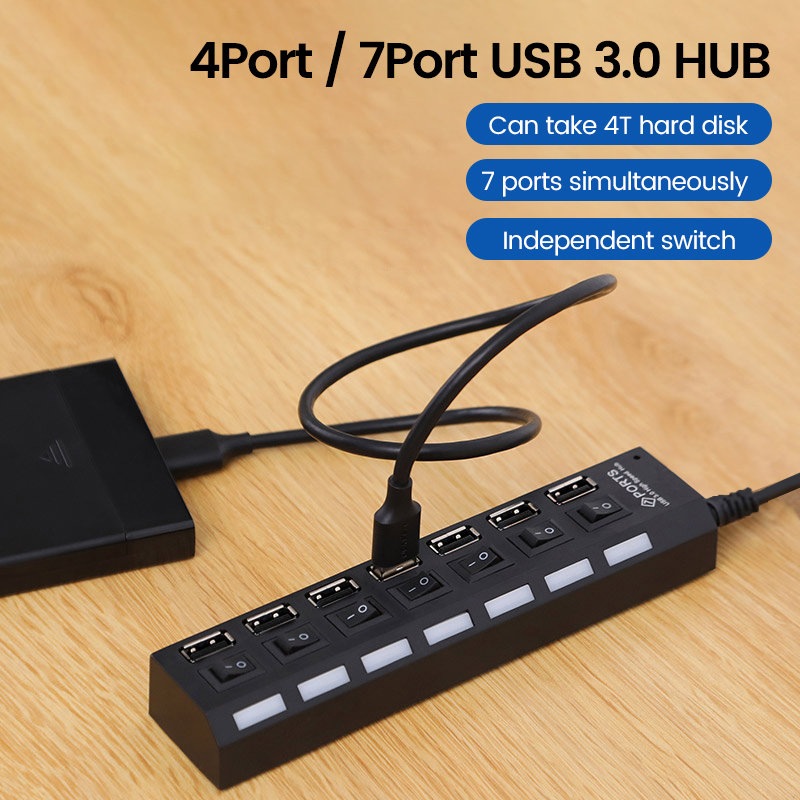 ฮับ2.0 USB ฮับแยกพอร์ต USB หลา - Usb Hub 7 Port บทวิจารณ์และราคา