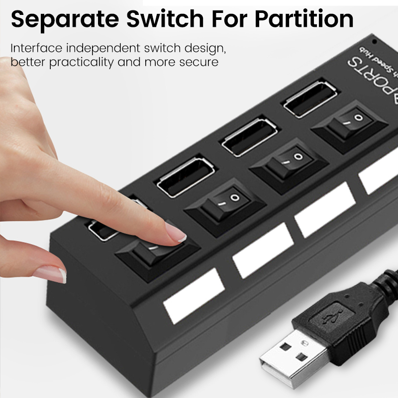 ฮับ2.0 USB ฮับแยกพอร์ต USB หลา - Usb Hub 7 Port บทวิจารณ์และราคา