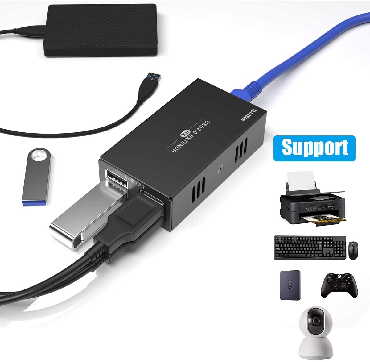 USB 2.0 Extender พร้อม 4 พอร์ต - Usb Hub 7 Port บทวิจารณ์และราคา