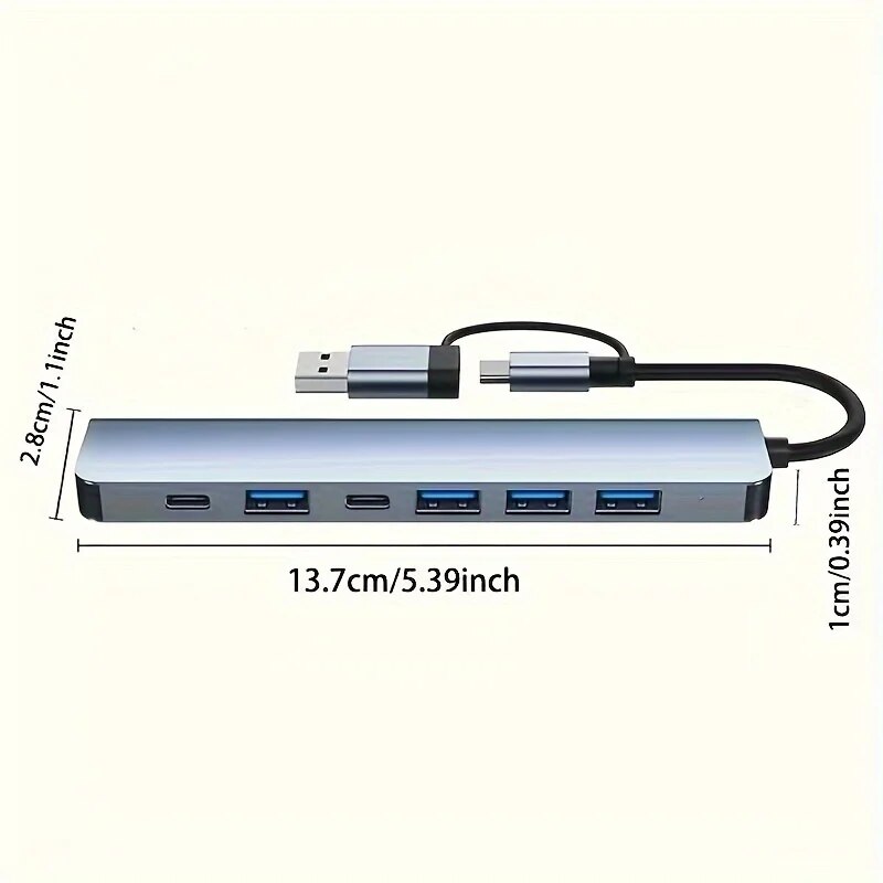 อะแดปเตอร์ฮับ USB C 7 in 1 พร้ - Usb Hub 7 Port บทวิจารณ์และราคา