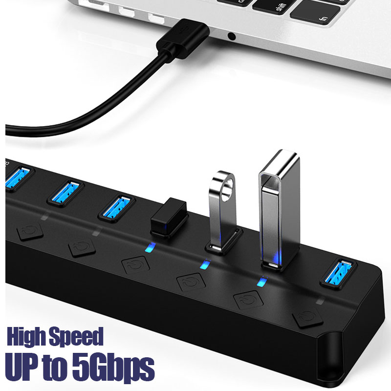 อะแดปเตอร์จ่ายไฟ USB 3.0 ฮับแย - Usb Hub 7 Port บทวิจารณ์และราคา