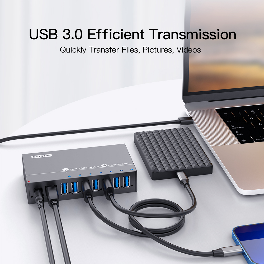 A173 7 พอร์ต USB3.0 ฮับอุตสาหก - Usb Hub 7 Port บทวิจารณ์และราคา